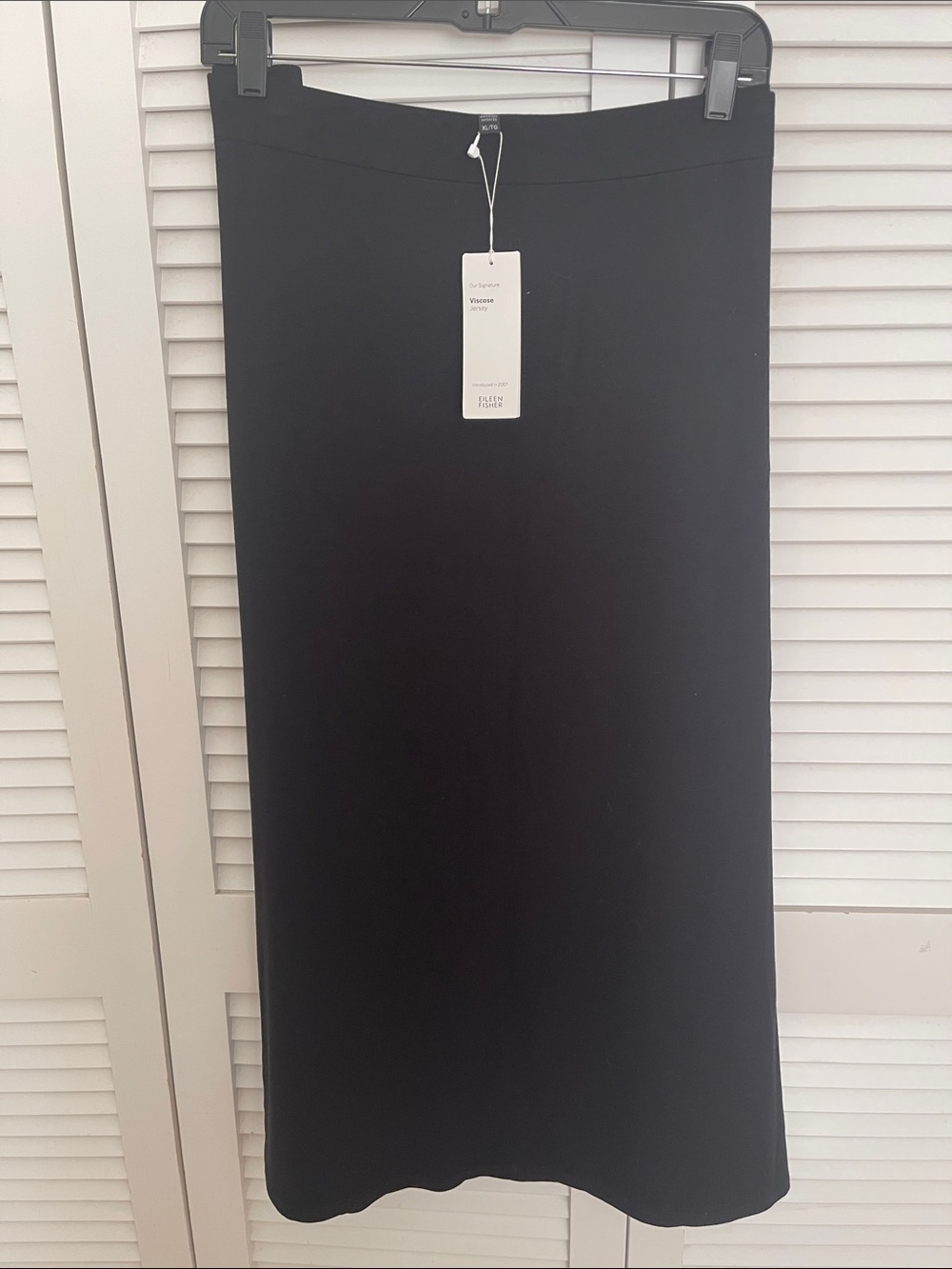 Eileen Fisher Black Viscose Jersey Flare Skirt